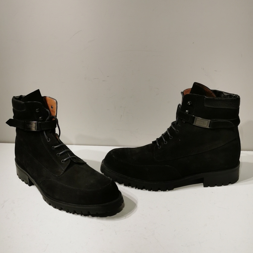 NEW VERSACE CLASSIC V2 men's waterproof Black Leather Suède boot